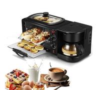 HYZHANHONG Kitchen Three in One Breakfast Machine, Electric Breakfast Machine with 1.2L Cooking Pot, 9L Large Capacity Baking Area And Coffee Machine, 100-230 ° C Temperature Control