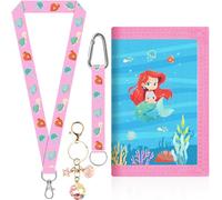 HYZMSZA Space Neck Pouch Children, Rocket Children's Triple Folded Purse, Wallet Boys with Lanyard and Key Ring for Children's Birthday Party Bag Decoration, pink, ca. 24 x 12.5 im aufgeklappten