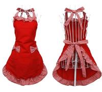 hyzrz Cute Red Bowknot Cotton Aprons for Women Girl Cooking Restaurant Work Custom Kitchen Gardening Home Patterns Apron with Pockets