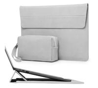 HYZUO 13.3-14 Inch Laptop Sleeve Case Bag with Adjustable Stand for MacBook Pro 14 M4/M3/M2/M1 Pro/Max 2025-2021, MacBook Air/Pro 13.3, 13.8/13.5 Surface Laptop 7-1, with Pouch, Light Grey