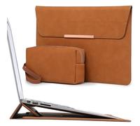 HYZUO 13.3-14 Inch Laptop Sleeve Case with Stand for MacBook Pro 14 M5/M4/M3/M2/M1 2026-2021, MacBook Air/Pro 13.3, 13.8-13.5 Surface Laptop, HP Spectre X360 13/14, Envy 13, Brown(Smiley)