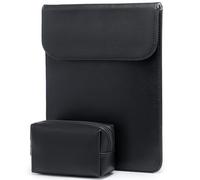 HYZUO 13.3-14 Inch Laptop Sleeve for MacBook Pro 14 M4/M3/M2/M1 Pro/Max A3401 A3185 A3112 2025-2021, MacBook Air 13 2017-2012, 13.5-13.8 Surface Laptop, Faux Suede Leather Case with Pouch, Black