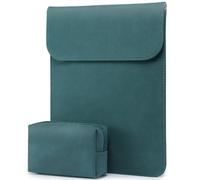 HYZUO 13.3-14 Inch Laptop Sleeve for MacBook Pro 14 M5/M4/M3/M2/M1 Pro/Max 2026-2021, 13.3" MacBook Air/Pro, 13.5-13.8 Surface Laptop, HP Envy 13, Faux Suede Leather Case with Pouch, Dark Green