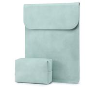 HYZUO 13.3-14 Inch Laptop Sleeve for MacBook Pro 14 M5/M4/M3/M2/M1 Pro/Max 2026-2021, 13.3" MacBook Air/Pro, 13.5-13.8 Surface Laptop, HP Envy 13, Faux Suede Leather Case with Pouch, Mint Green