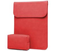HYZUO 13.3-14 Inch Laptop Sleeve for MacBook Pro 14 M5/M4/M3/M2/M1 Pro/Max 2026-2021, 13.3" MacBook Air/Pro, 13.5-13.8 Surface Laptop, HP Envy 13, Faux Suede Leather Case with Pouch, Red