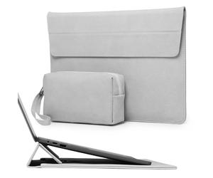 HYZUO 13 Inch Laptop Sleeve Case Bag with Adjustable Stand for MacBook Air 13 M5 A3449 M4 M3 M2 M1 2026-2018, 13" MacBook Neo 2026, MacBook Pro 13 M2 M1 2026-2016, Surface Pro, XPS 13, Light Grey