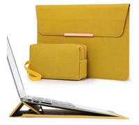 HYZUO 13 Inch Laptop Sleeve Case with Stand for MacBook Air 13 M5 A3449 M4 M3 M2 M1 2026-2018, 13" MacBook Neo 2026 A3404, MacBook Pro 13 M2 M1, 13" iPad Pro/Air, Surface Pro, Olive Yellow(Smiley)