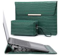 HYZUO 13 Inch Laptop Sleeve with Built-in Stand for MacBook Pro 13 M2 M1, MacBook Air 13 M4 M3 M2 M1 2025-2018, 13 iPad Pro/Air, Surface Pro, Protective Case with Pouch, Crocodile Pattern Green