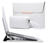 HYZUO 13 Inch Laptop Sleeve with Built-in Stand for MacBook Pro 13 M2 M1, MacBook Air 13 M4 M3 M2 M1 2025-2018, 13 iPad Pro/Air, Surface Pro, Protective Case with Pouch, Crocodile Pattern White