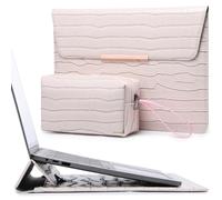 HYZUO 13 Inch Laptop Sleeve with Built-in Stand for MacBook Pro 13 M2 M1, MacBook Air 13 M4 M3 M2 M1 2025-2018, 13 iPad Pro/Air, Surface Pro, Protective Case with Pouch, Crocodile Pattern Apricot