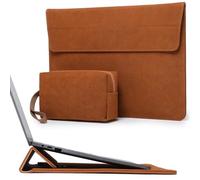 HYZUO 15-16 Inch Laptop Sleeve Bag with Adjustable Stand Feature for MacBook Pro 16 M4/M3/M2/M1 2025-2019, XPS 15, MacBook Pro 15 2015-2012, Case with Pouch, Brown