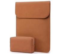 HYZUO 15-16 Inch Laptop Sleeve for MacBook Pro 16 M4/M3/M2/M1 A3403 A3186 A2991 A2780 2025-2019, MacBook Pro 15 2015-2012 A1398, XPS 15, Faux Suede Leather Case with Accessory Bag, Brown