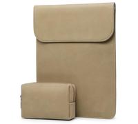HYZUO 15-16 Inch Laptop Sleeve for MacBook Pro 16 M5/M4/M3/M2/M1 Pro/Max A3428 A3429 A3403 A3186 2026-2019, MacBook Pro 15 2015-2012, XPS 15, Faux Suede Leather Case with Accessory Bag, Khaki