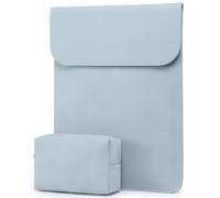 HYZUO 15-16 Inch Laptop Sleeve for MacBook Pro 16 M5/M4/M3/M2/M1 Pro/Max A3428 A3429 A3403 A3186 2026-2019, MacBook Pro 15 2015-2012, XPS 15, Faux Suede Leather Case with Accessory Bag, Pale Blue