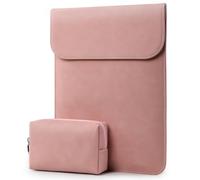 HYZUO 15-16 Inch Laptop Sleeve for MacBook Pro 16 M5/M4/M3/M2/M1 Pro/Max A3428 A3429 A3403 A3186 2026-2019, MacBook Pro 15 2015-2012, XPS 15, Faux Suede Leather Case with Accessory Bag, Pink