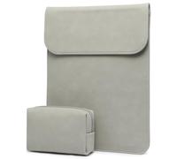 HYZUO 15-16 Inch Laptop Sleeve for MacBook Pro 16 M5/M4/M3/M2/M1 Pro/Max A3428 A3429 A3403 A3186 2026-2019, MacBook Pro 15 2015-2012, XPS 15, Faux Suede Leather Case with Accessory Bag, Light Grey
