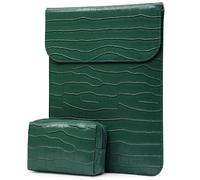 HYZUO 15 Inch Ladies Laptop Sleeve for MacBook Air 15 M4 M3 A3241 A3114 M2 A2941 2025-2023, MacBook Pro 15, 15" Surface Laptop 7-3, PU Leather Case with Pouch for Women, Crocodile Pattern Green
