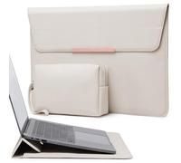 HYZUO 15 Inch Laptop Sleeve Bag Case with Stand Feature for MacBook Air 15 M5 A3448 M4 A3241 M3 A3114 M2 A2941 2026-2023, MacBook Pro 15, 15" Surface Laptop 7/6/5/4/3, Beige(Smiley)