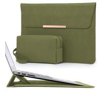 HYZUO 15 Inch Laptop Sleeve Case with Stand Feature for MacBook Air 15 M4 A3241 M3 A3114 M2 A2941 2025-2023, MacBook Pro 15, 15" Surface Laptop 7/6/5/4/3, with Carrying Pouch, Olive Green(Smiley)