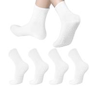Hyzzeoi Pilates Socks for Women Non Slip Grip Yoga Socks Crew Socks Long Yoga Socks for Ballet Barre Dance,4 Pairs…, 4 Pairs-white, 5-9.5