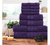 HZ ENTERPRISES 8 Piece Manhattan Bath Towels Bale Gift Set Pack 100% Cotton 400 GSM Thread Count Absorbent Premium Quality (ABURGINNE)