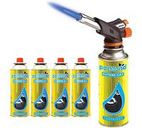 HZ Enterprises Blow Torch Butane Gas Kit Cooking Catering Creme Brulee Culinary Tarts Pies Tool 1 Blow Torch + 6 Refills Cans