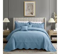 HZ & HY Oversized Alaskan King Bedspread 138x122, Damask, Ashley Blue