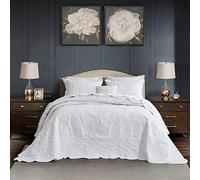 HZ & HY Oversized King Bedspread 128x120 Extra Wide, Quilted Coverlet Bedding Set, Lightweight Thin Comforter, Reversible, Luxurious, 5 Piece, 100% Microfiber, Pure White