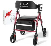 HZ HZMEDI Rollator for Seniors with Seat, Folding Rollator with Durable Aluminium Wheels, Rollator with 8 Inch Height-Adjustable Wheels, Double Rollator for Adults, Rollator
