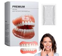 HZA Premium Custom Dentures, Smileasego Dentures False Teeth Set Heat Moldable for Instant Smile, Reusable Glidewellpd Silicone Reline Denture Set, Comfortable, No Slipping (1)