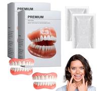 HZA Premium Custom Dentures, Smileasego Dentures False Teeth Set Heat Moldable for Instant Smile, Reusable Glidewellpd Silicone Reline Denture Set, Comfortable, No Slipping (2)