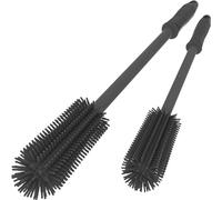HZACHYX Silicone Cleaning Brush Set, Cup Brush, Long and Short Handle, Suitable for Various containers Such as Milk Bottles, Wine Bottles, Glass Bottles, etc. Cleaning Brush (Black)