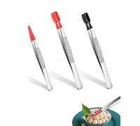 HZAOPZE 3 Pieces Craft Tweezers with Rubber Tips, Metal Sticker Tweezers with Soft PVC Coated Curved Angled Tweezers for Making Laboratory Jewellery DIY Crafts