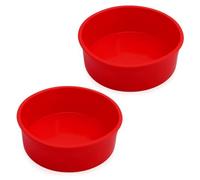 hzbaiyi 2Pcs Cake Tins for Baking Silicone Cake Pan Round Baking Pan Non-Stick and Quick Release Baking Pans for Cheesecake Bread Cheese Rainbow Cake (8 Inch)