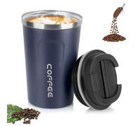 hzbaiyi Coffee Cup, 380ml Vacuum Insulated Travel Mug, Leakproof Double Wall Stainless Steel Reusable Coffee Cup with Lid for Hot & Cold Drinks (Dark Blue)