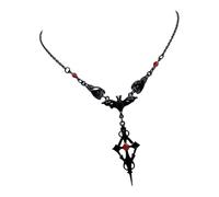 HZBB 3. Dark Aesthetic Triple Bat Chain Featuring Metallic Rose, Bold Gothic Jewelry for Nervous Enhancer, Birthday Permanent Dark