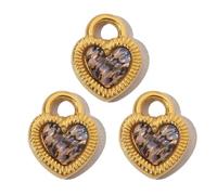 HZBB 3pcs Gold Plated Sturdy Stainless Steel Charm Including French Crystals Cats Paws and Love Heart Pendant Daily Use Party Wear Jewelry