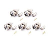 HZBB 5 Pack / 10 Pack 50Ohm Connector BNC Type Solder Converter for RG58 RG59 Low Loss Coax Cable BNC Male Crimp Connector Easy Installation