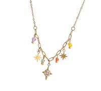 HZBB Artistic EightPoint Star Steel Chain Necklace Comfortable Jewelry for Women Gift Ideas Clavicle Chain Accessory