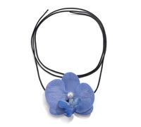 HZBB Fashionable Butterfly Flower Neck Chain Delicate Flower Necklace Accessory with Pearls Stylish Neckband Adornment Elegant Neck Jewelry