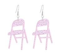 HZBB Glitter Chair Pendant Necklace Simple Folding Earrings Clavicle Chain Funny Charm Weird Jewelry Funny Glitter Folding for Women Creative Fashion Acrylic Unique