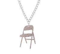 HZBB Glitter Chair Pendant Necklace Simple Folding Earrings Clavicle Chain Funny Charm Weird Jewelry Funny Glitter Folding for Women Creative Fashion Acrylic Unique