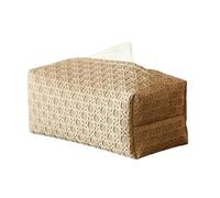 HZBB Large Capacity Tissue Box Organizers Rattan Design PU Materials Waterproof Suitable for Living Room Bedroom Vehicle Elegant Rattan Weave Pu Leather Tissue Box Cover Large Capacity