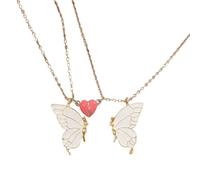 HZBB Matching Best Friend Butterfly Pendant Chains with Glow Effect and Heart Clasp Magnetics Clasp Necklace