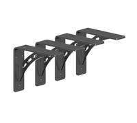 HZBB Modern Black Floating Shelf Set 4 Pieces Heavy Gauge Steel Wall Mounted Storage Solution 6 Inch Depth Home Organization Shelves