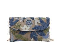 HZBB Modern Woven Straw Sequins Clutches Purse Embroidered Detailing Party Essential Accessory Straw Shoulder Bag
