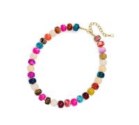 HZBB Multicolored Acrylic Bead Necklace Modern Jewelry Essential Casual Neckchain for Wardrobe Styling Colorful Bead Necklace