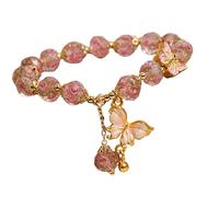 HZBB Natural Elegance Glass Bead Featuring Butterfly Charm and Rose Charm Ensuring Comfortable and Long Lasting Wear Fashion Accessory