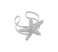 HZBB Stylish Marine Themed Adjustable Bangle Featuring Starfishes and Seashells Design for Casual Wear or Beach Vacations Adjustable Open Bangle for Women