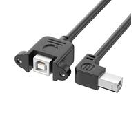 HZBB USB 2.0 Printer Cable with Screws for Panel Mount TypeB Male Female Shielding 90Degree Elbow for Fast Data Transmission Printer Cable